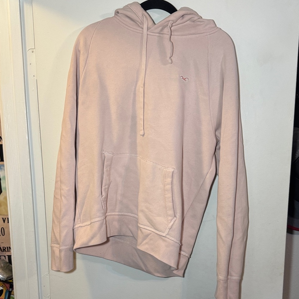 Hollister Men's Light Pink Hoodie Sweater